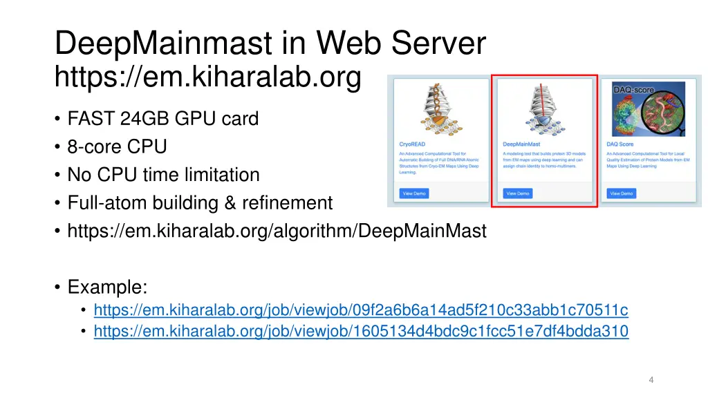 deepmainmast in web server https em kiharalab org