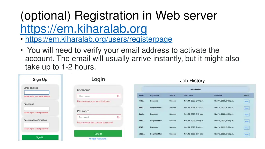 optional registration in web server https