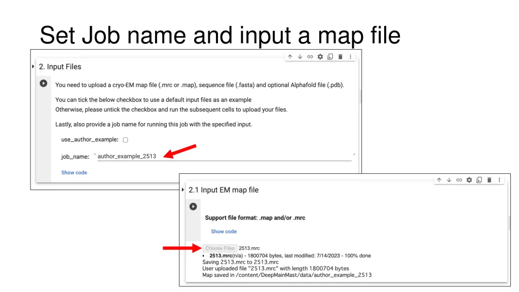 set job name and input a map file