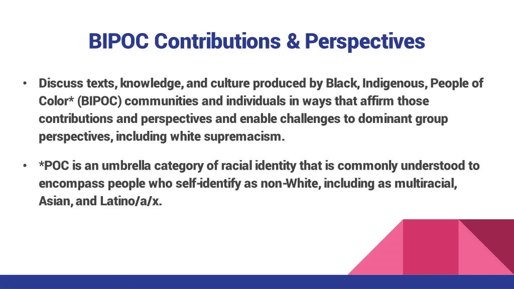 bipoc contributions perspectives