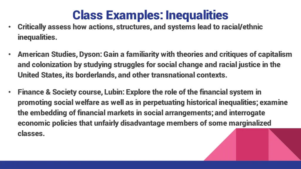 class examples inequalities critically assess