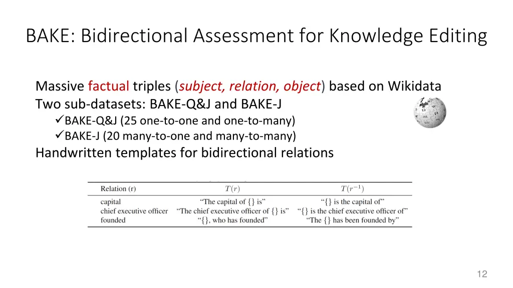bake bidirectional assessment for knowledge