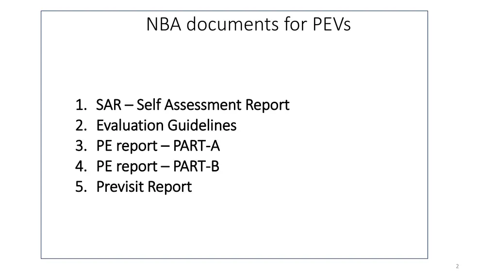 nba documents for pevs