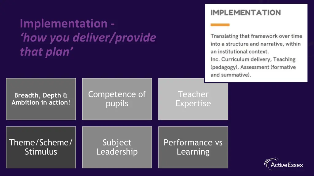 implementation how you deliver provide that plan