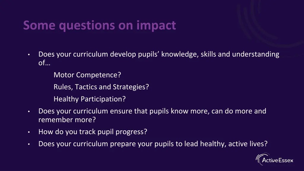 some questions on impact