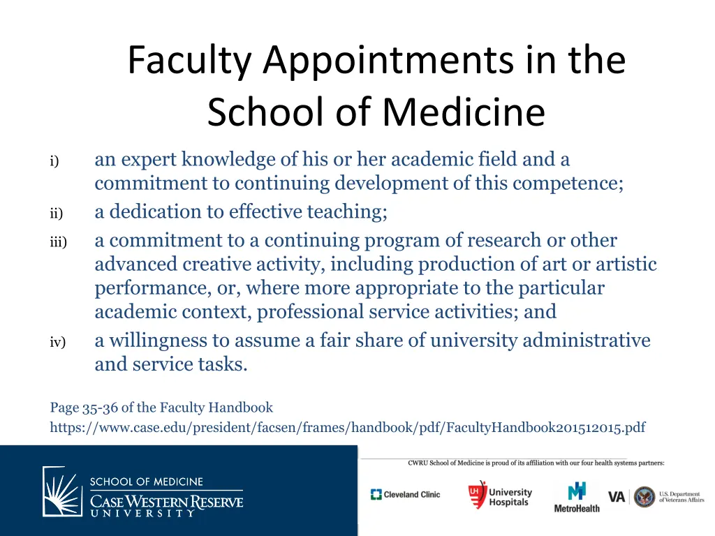 faculty appointments in the school of medicine