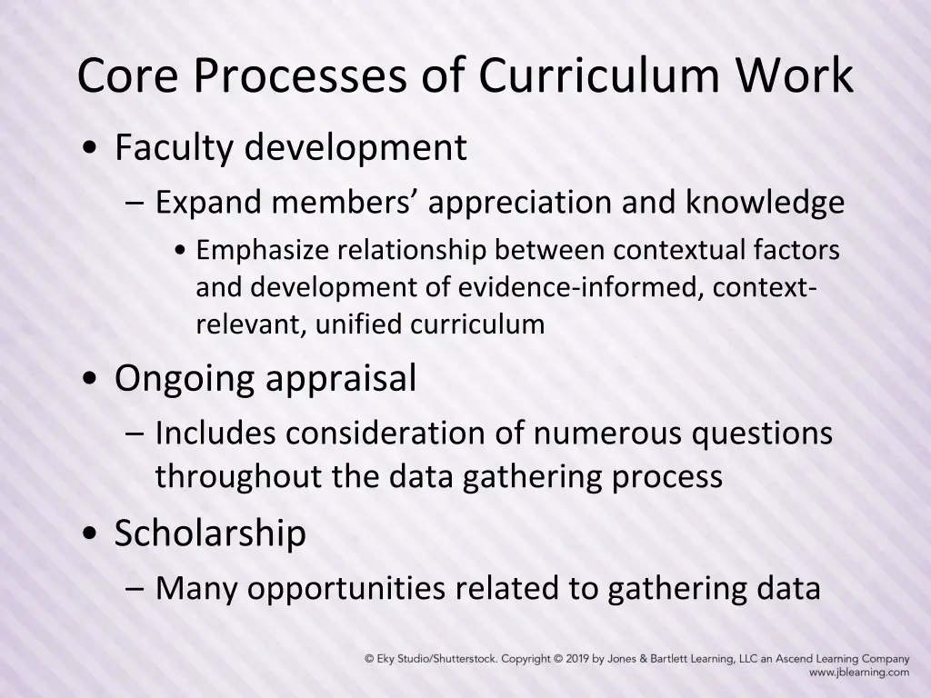 core processes of curriculum work