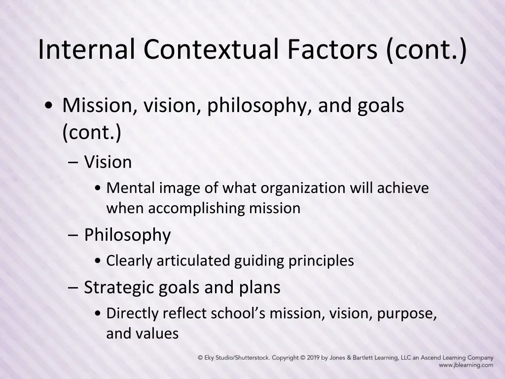 internal contextual factors cont