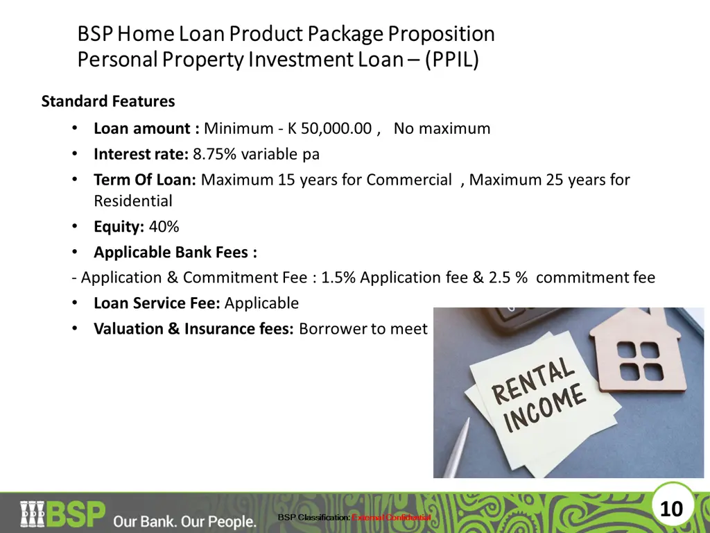 bsp home loan product package proposition