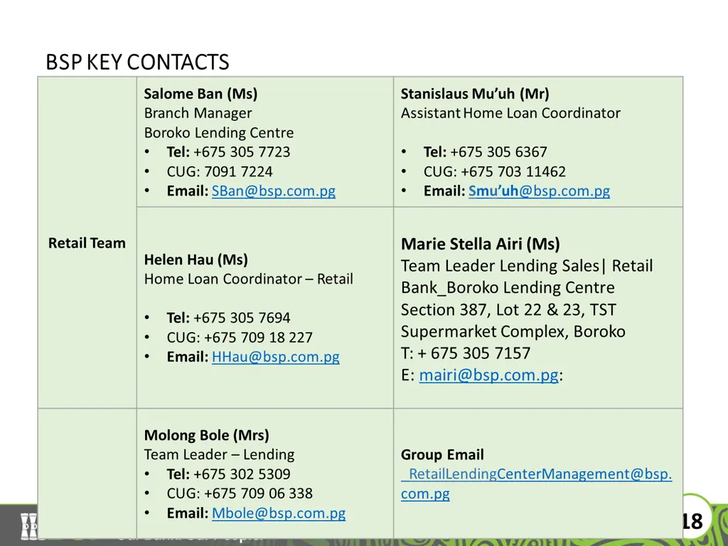 bsp key contacts bsp key contacts