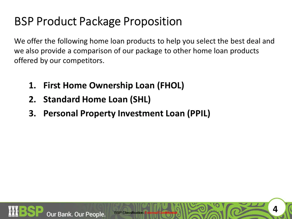 bsp product package proposition bsp product