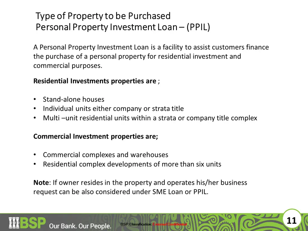 type of property to be purchased type of property