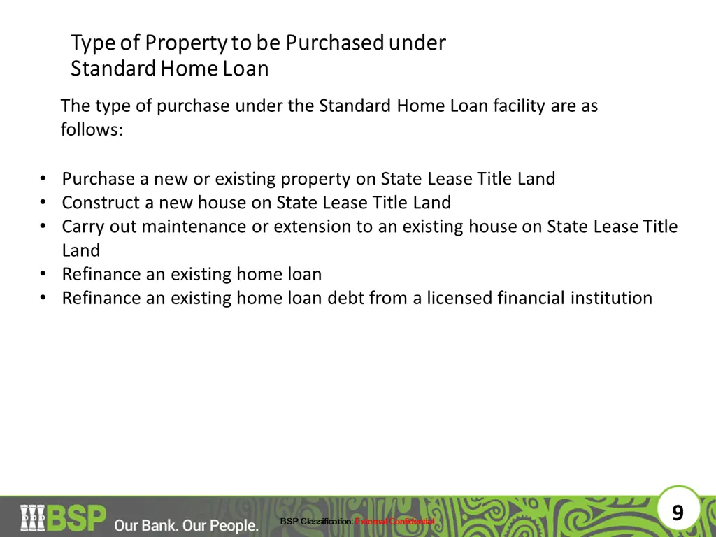 type of property to be purchased under type