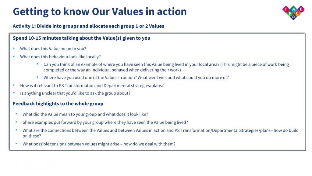 getting to know our values in action