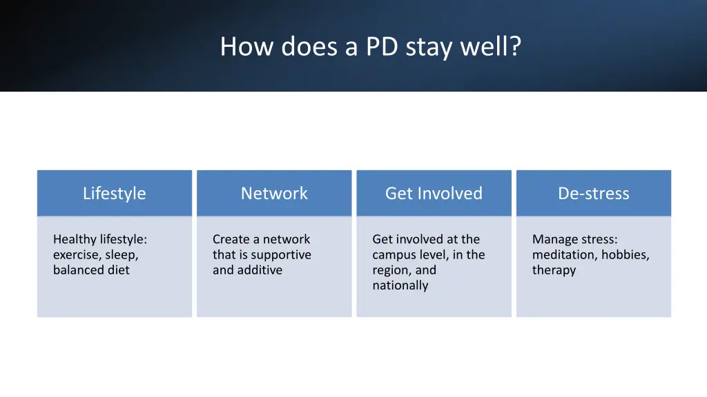 how does a pd stay well