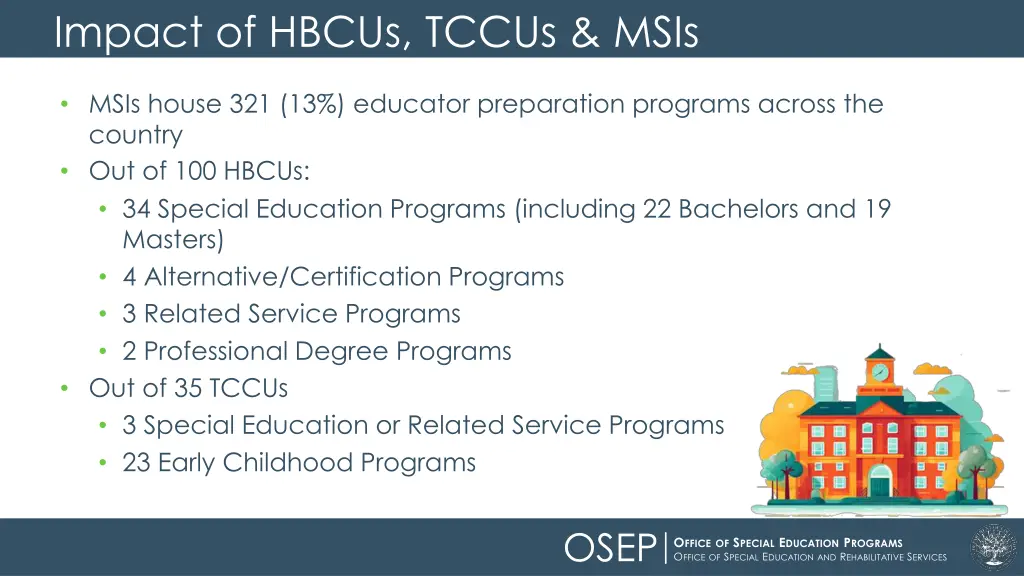 impact of hbcus tccus msis