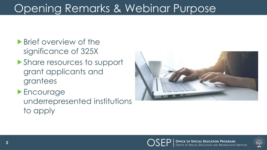 opening remarks webinar purpose