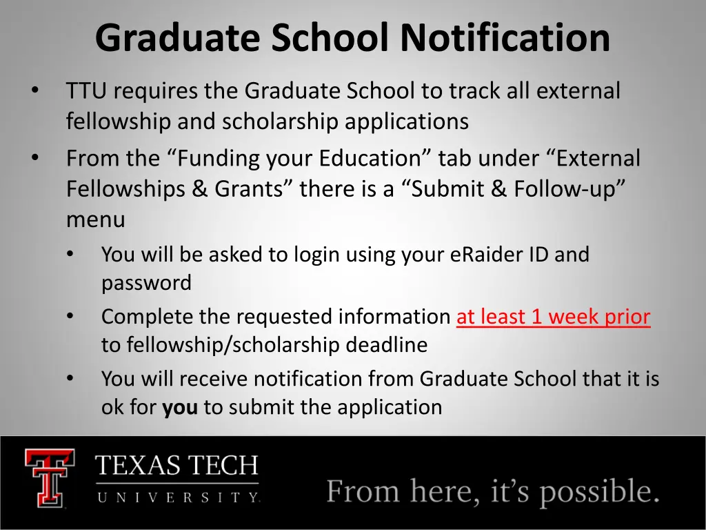 graduate school notification