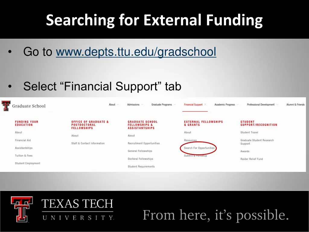 searching for external funding