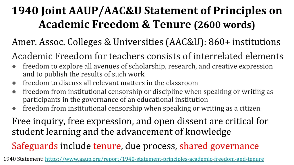 1940 joint aaup aac u statement of principles