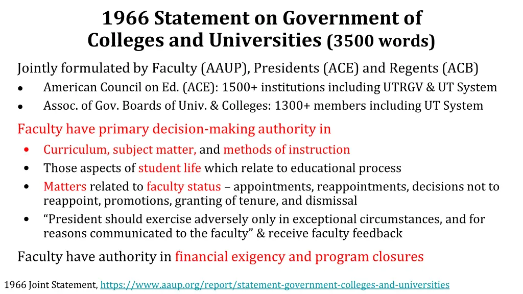 1966 statement on government of colleges