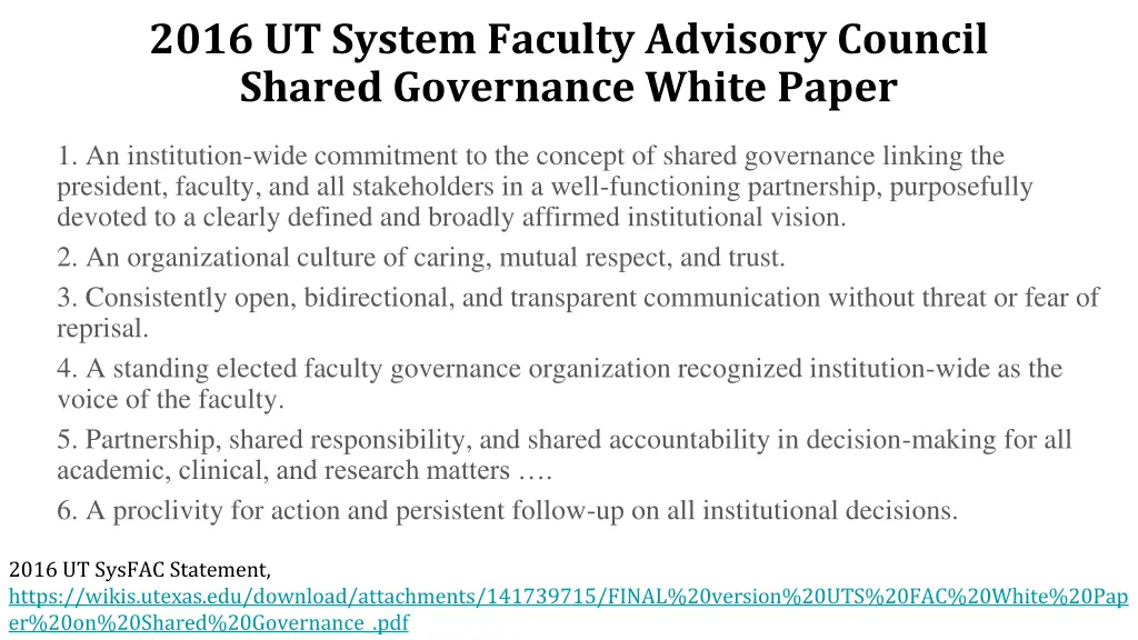 2016 ut system faculty advisory council shared