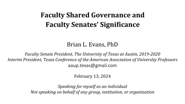 faculty shared governance and faculty senates