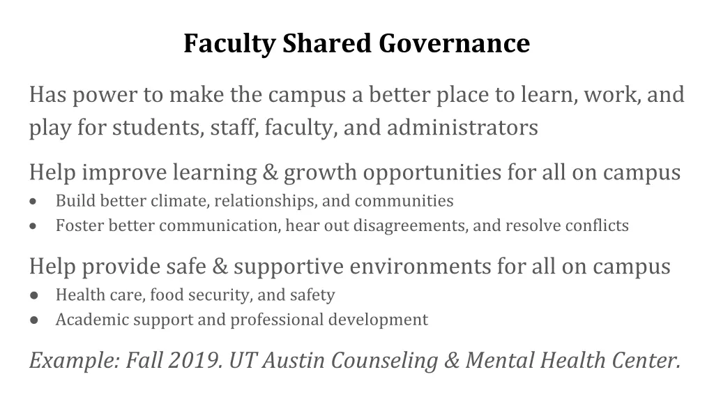 faculty shared governance