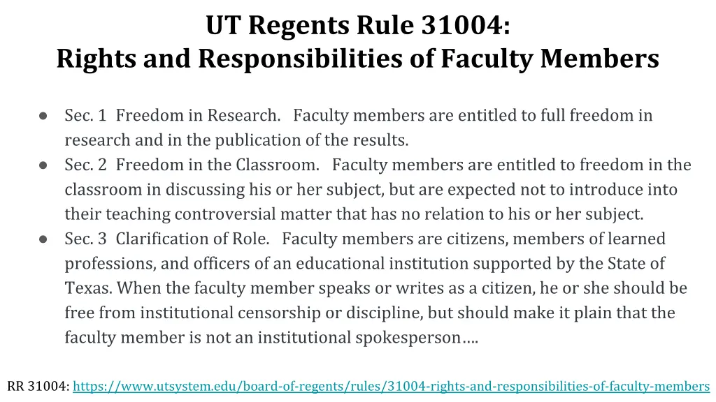 ut regents rule 31004 rights and responsibilities