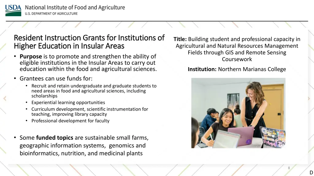 resident instruction grants for institutions