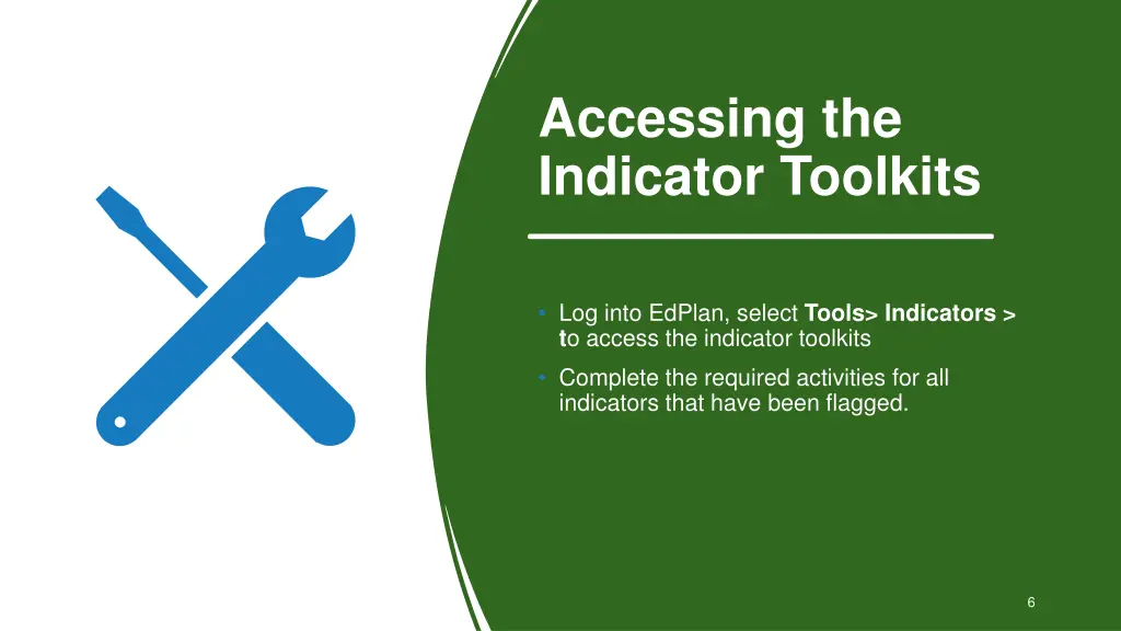 accessing the indicator toolkits