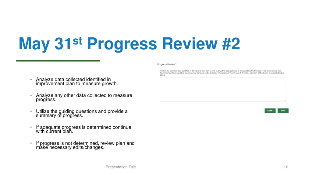 may 31 st progress review 2