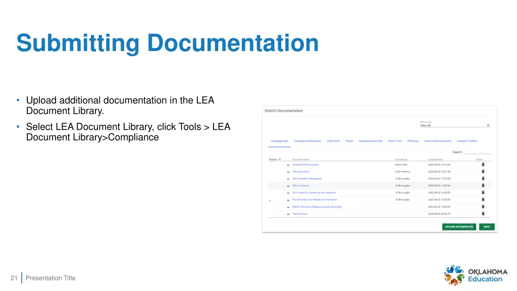 submitting documentation