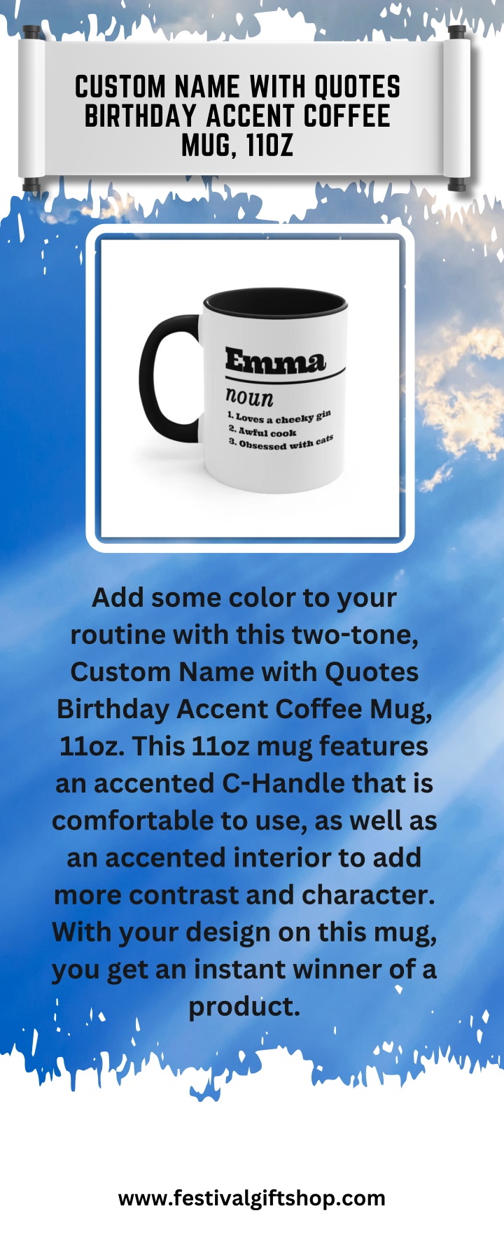 custom name with quotes birthday accent coffee