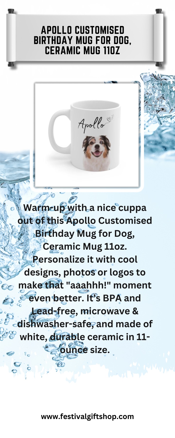 apollo customised birthday mug for dog ceramic