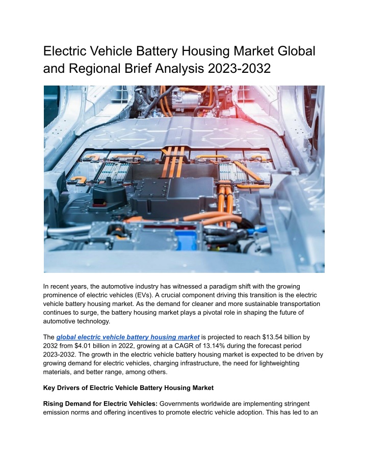 electric vehicle battery housing market global