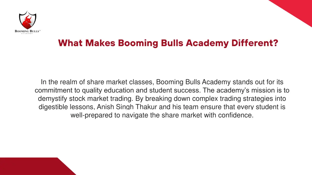 what makes booming bulls academy different
