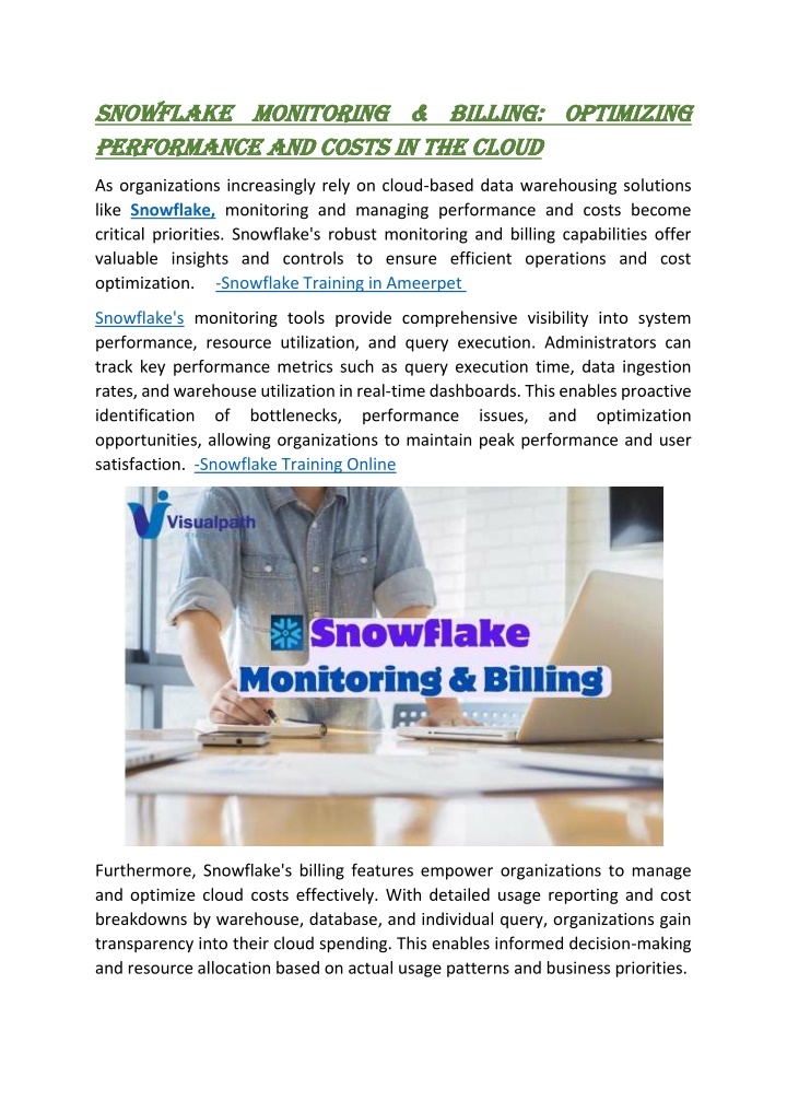 snowflake monitoring billing optimizing snowflake