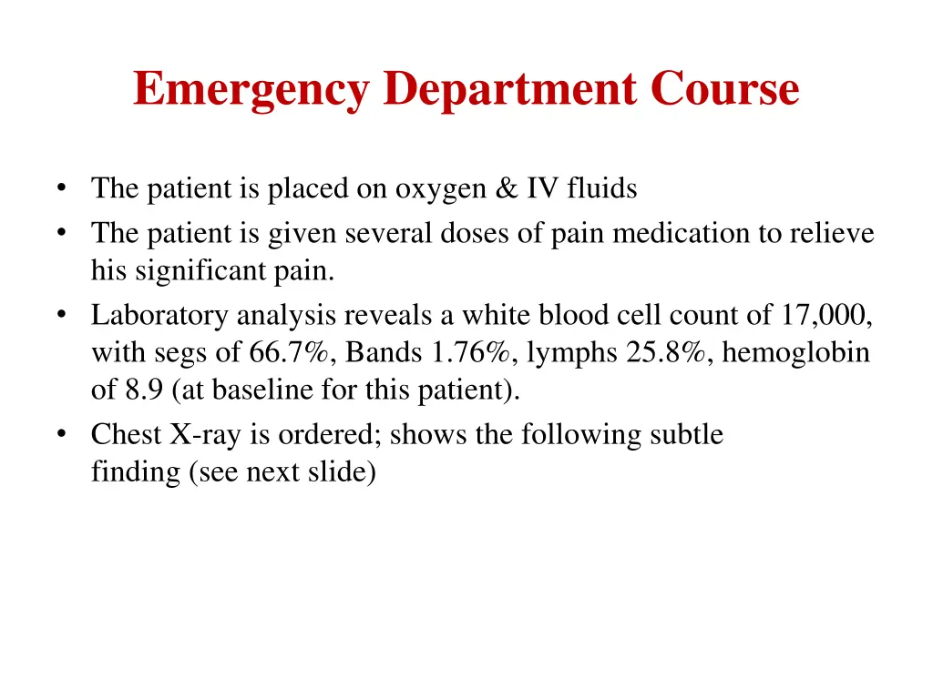 emergency department course