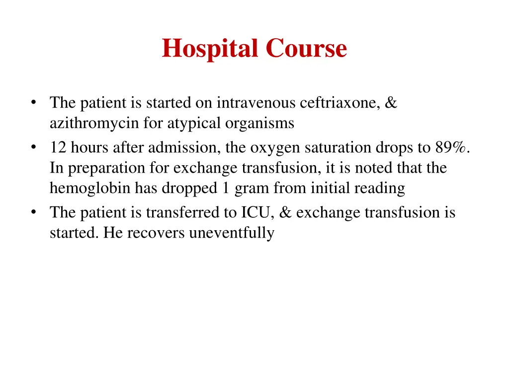 hospital course