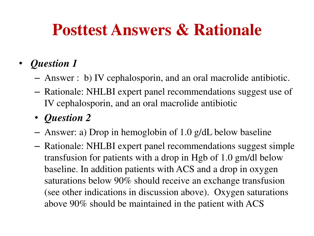 posttest answers rationale