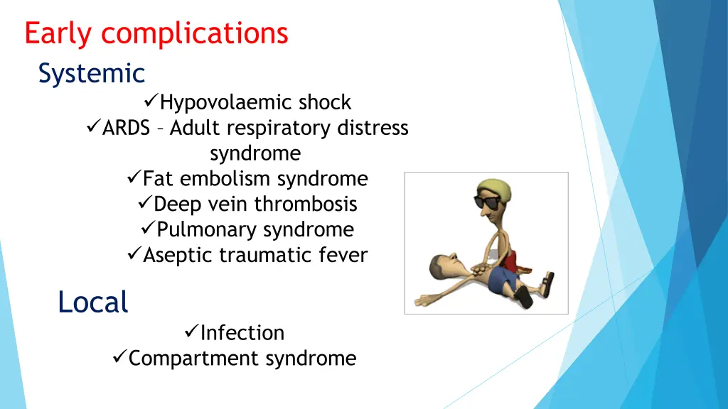 early complications systemic hypovolaemic shock