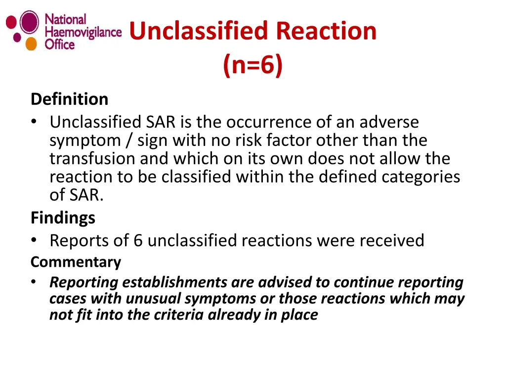 unclassified reaction n 6