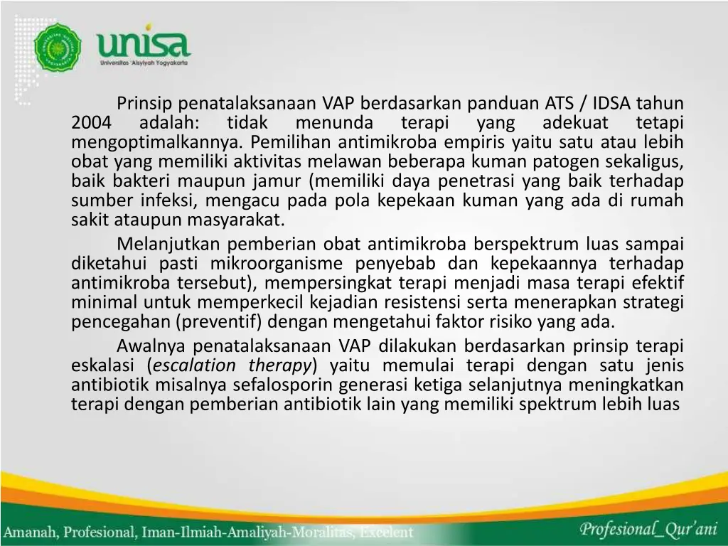 prinsip penatalaksanaan vap berdasarkan panduan