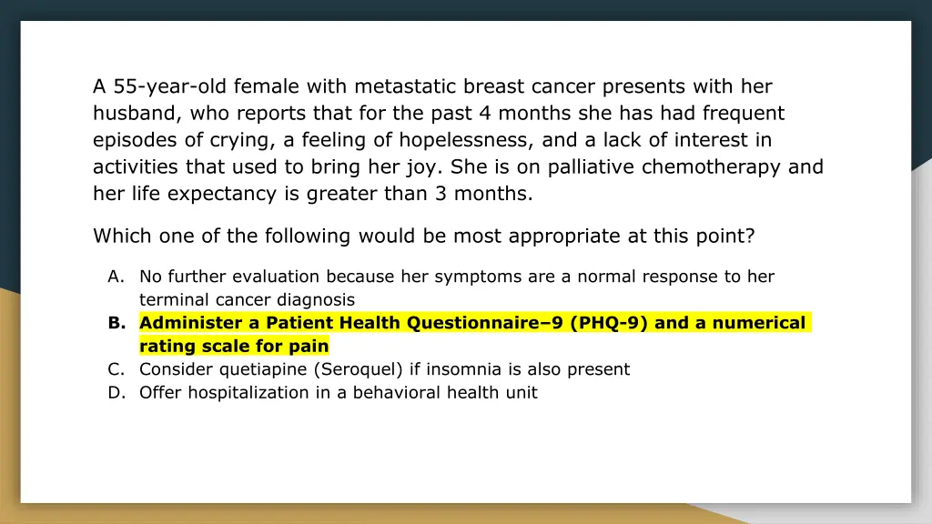 a 55 year old female with metastatic breast 1