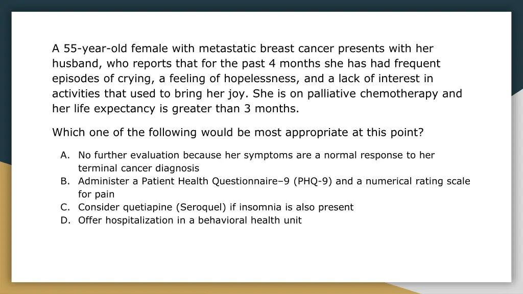 a 55 year old female with metastatic breast