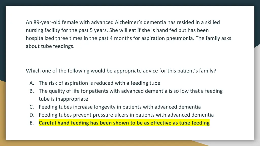 an 89 year old female with advanced alzheimer 1