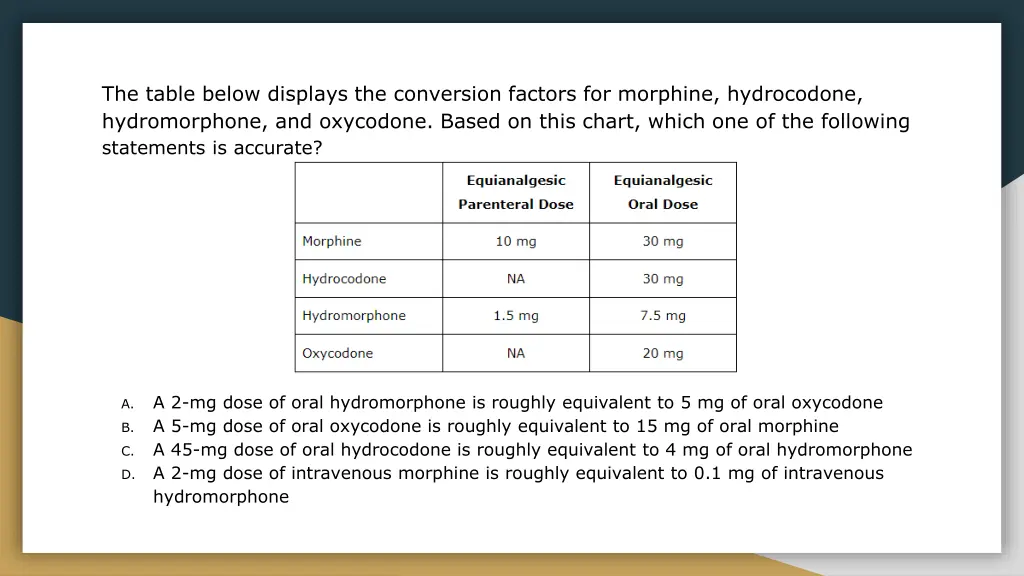 the table below displays the conversion factors