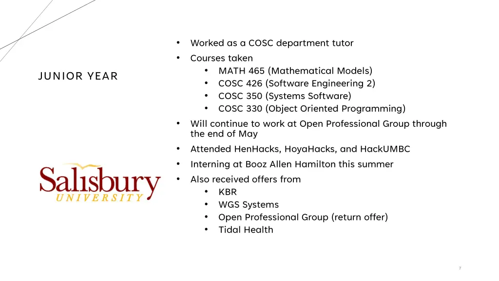 worked as a cosc department tutor courses taken