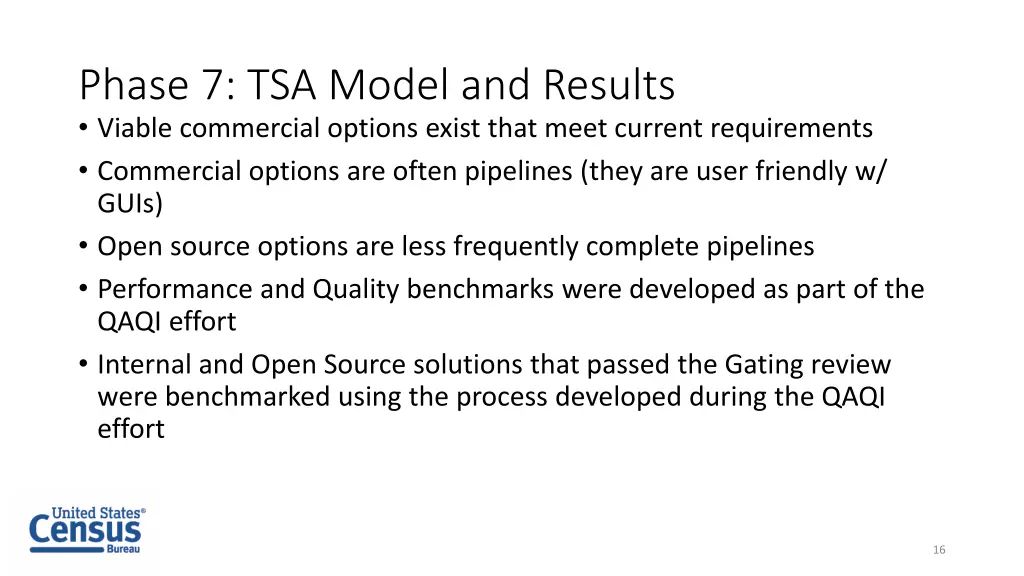 phase 7 tsa model and results viable commercial